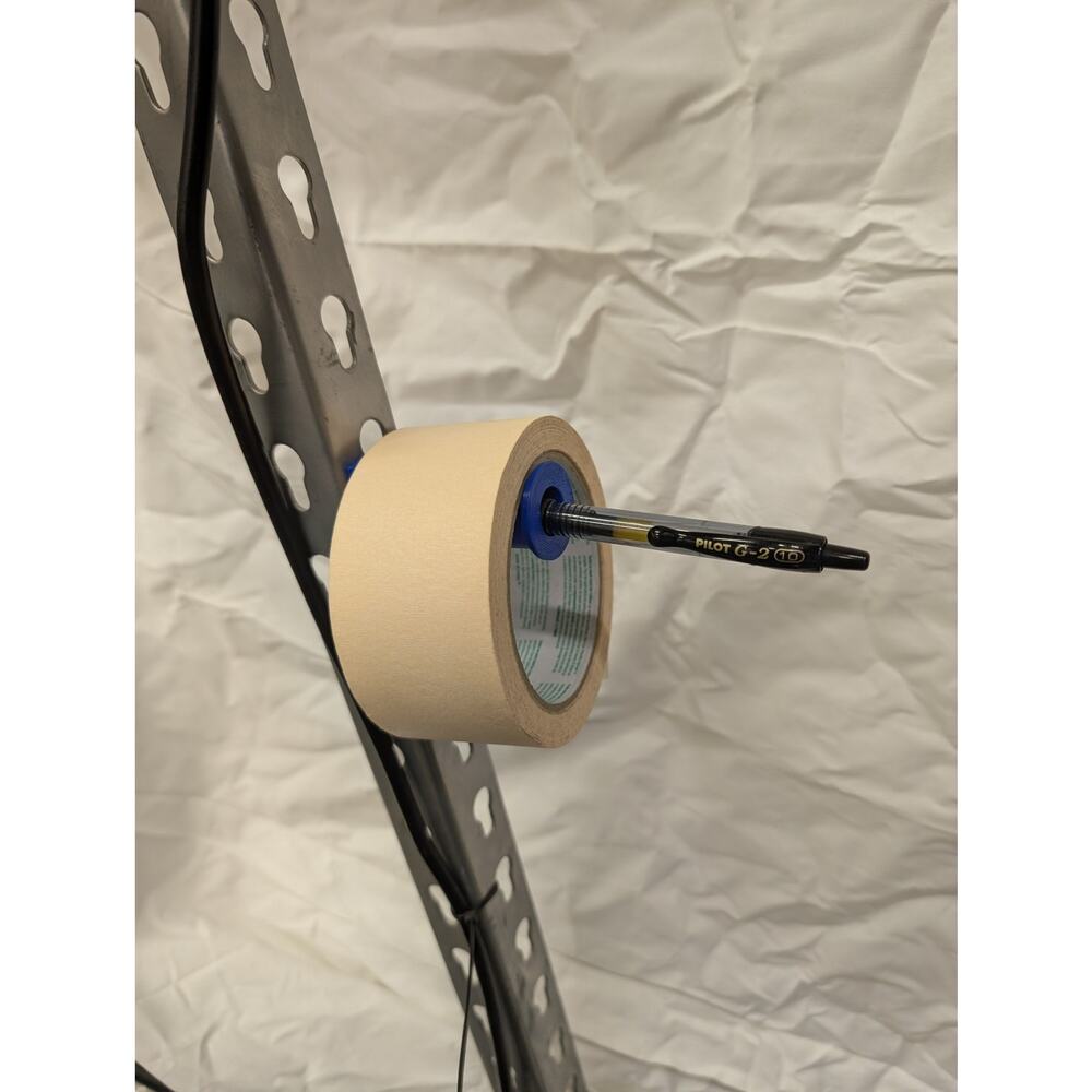 3D Printed Utility Tape And Pen‎ Holder for Slotted Shelf Rack Tape Rod Mount